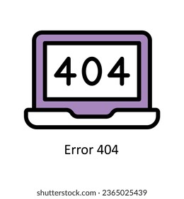 Error 404 ilustración de icono de contorno de relleno vectorial. Archivo EPS 10.