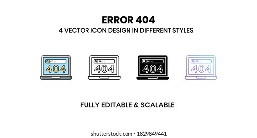Error 404 Vector illustration icons in different style