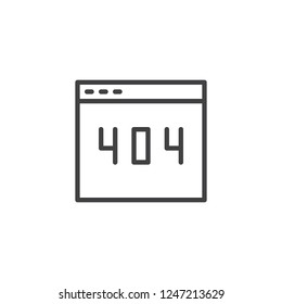 Error 404 webpage outline icon. linear style sign for mobile concept and web design. 404 error page not found simple line vector icon. Symbol, logo illustration. Pixel perfect vector graphics