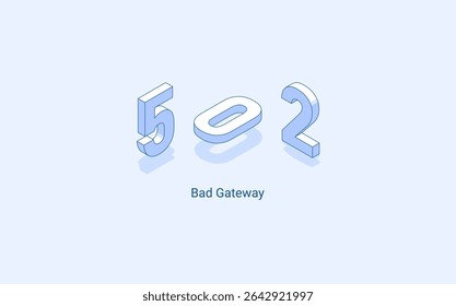 Erro 502 gateway incorreto. Ilustração isométrica 3D. Vetor isolado para apresentação, infográfico, site, aplicativos e outros usos.