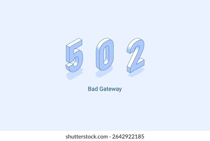 Erro 502 gateway incorreto. Ilustração isométrica 3D. Vetor isolado para apresentação, infográfico, site, aplicativos e outros usos.