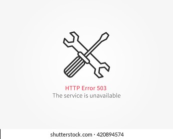 Error 503 page layout vector design. Website 503 page unavailable creative concept. Http 503 page (service is unavailable) creative design. Modern 503 page not found concept.