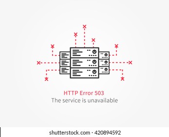 Error 503 page layout vector design. Website 503 page unavailable creative concept. Http 503 page (service is unavailable) creative design. Modern 503 page not found concept.