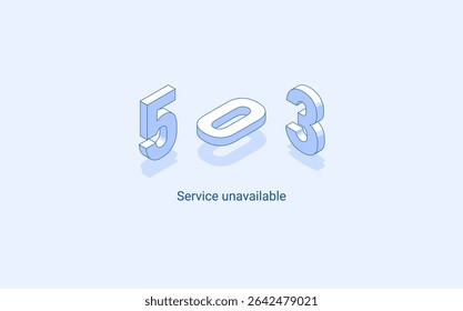 Erro 503 serviço não disponível. Ilustração isométrica 3D. Vetor isolado para apresentação, infográfico, site, aplicativos e outros usos.