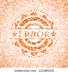 Error abstract emblem, orange mosaic background