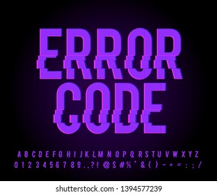 Error alphabet design, glitch font effect, broken link sticker