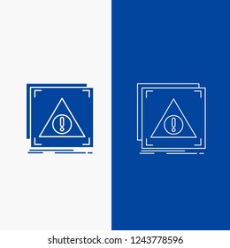 Error, Application, Denied, server, alert Line and Glyph web Button in Blue color Vertical Banner for UI and UX, website or mobile application