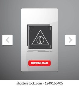 Error, Application, Denied, server, alert Glyph Icon in Carousal Pagination Slider Design & Red Download Button