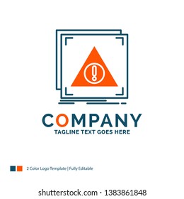 Error, Application, Denied, server, alert Logo Design. Blue and Orange Brand Name Design. Place for Tagline. Business Logo template.
