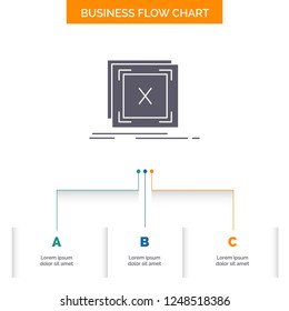 error, application, message, problem, server Business Flow Chart Design with 3 Steps. Glyph Icon For Presentation Background Template Place for text.