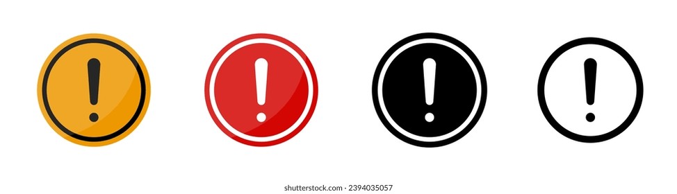 Icono de atención de errores. Juego de signos de atención de exclamación. Signo de advertencia de errores