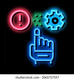 error in automated settings neon light sign vector. Glowing bright icon error in automated settings sign. transparent symbol illustration
