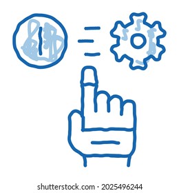 error en el vector de icono de esbozo de configuración automatizada. Error de dibujo de línea de doodle azul dibujado a mano en el signo de configuración automatizada. ilustración de símbolo aislado