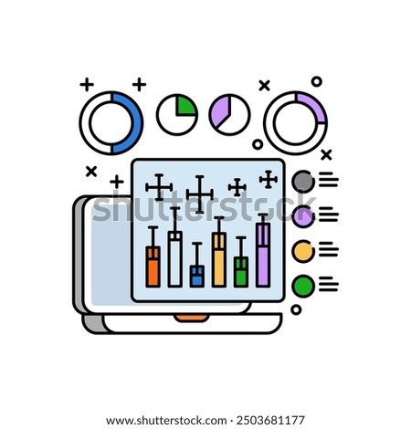 Error Bar Chart Fill Color Icon, Vector illustration