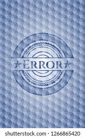 Error blue emblem with geometric background.