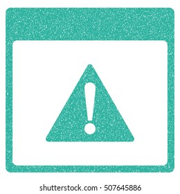 Error Calendar Page grainy textured icon for overlay watermark stamps. Flat symbol with unclean texture. Dotted vector cyan ink rubber seal stamp with grunge design on a white background.