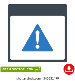 Error Calendar Page icon. Vector EPS illustration style is flat iconic bicolor symbol, smooth blue colors.