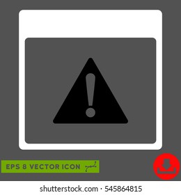 Error Calendar Page icon. Vector EPS illustration style is flat iconic bicolor symbol, black and white colors.