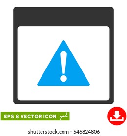 Error Calendar Page icon. Vector EPS illustration style is flat iconic bicolor symbol, blue and gray colors.