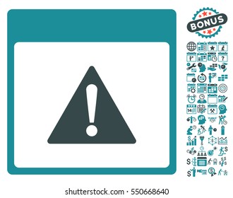 Error Calendar Page pictograph with bonus calendar and time management icon set. Vector illustration style is flat iconic symbols, soft blue, white background.