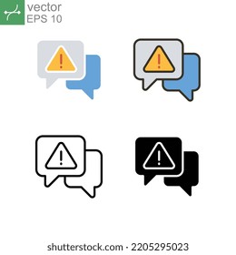 Error chat conversation sign. Caution warning message bubble or attention alert mark with exclamation. Chat, communication, message, warning icon. Vector illustration. Design on white background EPS10