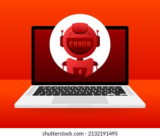 Error chatbot glyph icon. Silhouette symbol. Talkbot with error in speech bubble. Error bot. Artificial intelligence