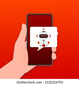 Error chatbot glyph icon. Silhouette symbol. Talkbot with error in speech bubble. Error bot. Artificial intelligence