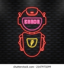 Error chatbot glyph icon. Silhouette symbol. Talkbot with error in speech bubble. Error bot. Artificial intelligence.