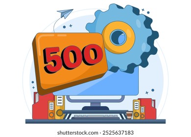 Error code concept 500 Internal Server Error. Equipment with Status Code 500. Server error with code 500, Something went wrong on the website hosting server, fix the problem on the website.