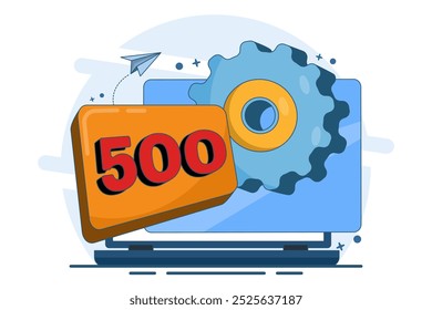 Error code concept 500 Internal Server Error. Equipment with Status Code 500. Server error with code 500, Something went wrong on the website hosting server, fix the problem on the website.