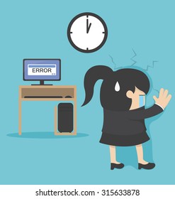 Error codes computer.  Business women crying.
