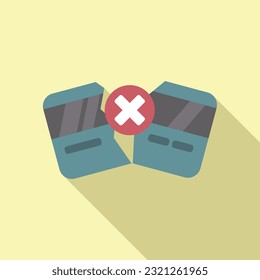 Error credit card icon flat vector. Money cancel. Service pos