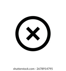 Error cross x mark icon in circle on white background. Flat vector graphic for no, wrong, delete, or cancel notifications.