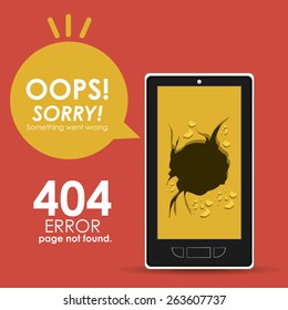 Error design over red background, vector illustration