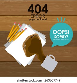 Error design over wood background, vector illustration