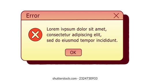 Error dialog box. Retro PC user interface aestetic.