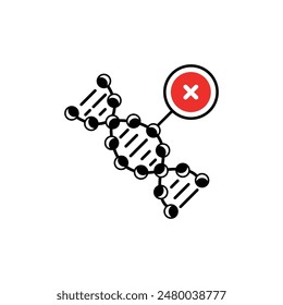 error dna research or problem with genome icon. flat linear trend graphic logotype design and abstract web element isolated on white. concept of medical o