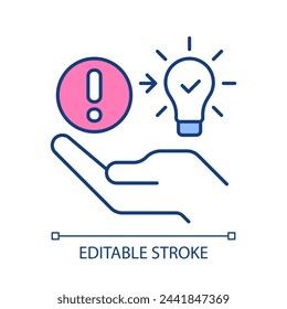 Error driven learning psychology RGB color icon. Growth mindset. Turning mistakes to opportunities. Isolated vector illustration. Simple filled line drawing. Editable stroke. Arial font used