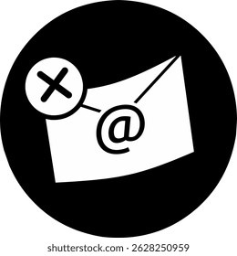 Erro no e-mail ou Falha ao enviar o ícone em fundo preto redondo