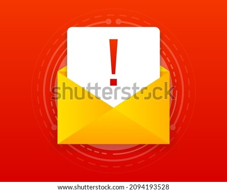 Error email message banner. Scam alert red message. Vector illustration.