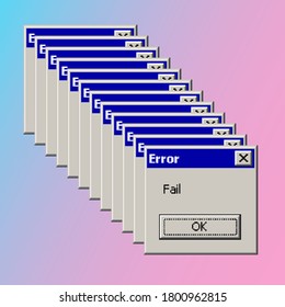 Error fail pop up banner vintage vaporwave aesthetic concept. Vector eps 10 illustration