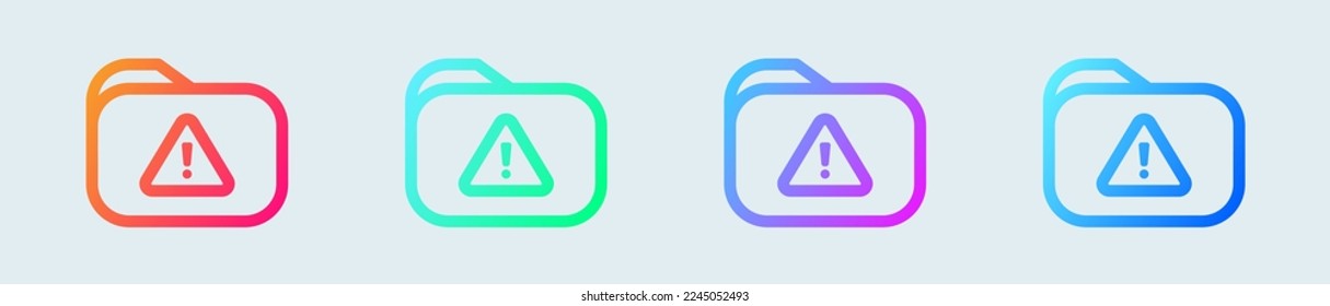 Error folder line icon in gradient colors. Warning signs vector illustration.