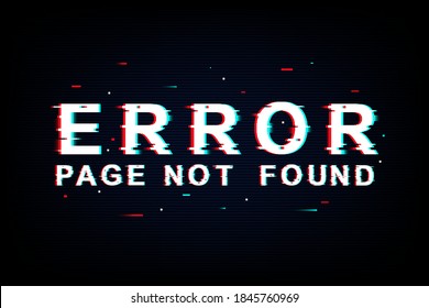 Error glitch neon concept 404 error page not found. Neon lost network site for social madia, web, app, card. Vector Illustration