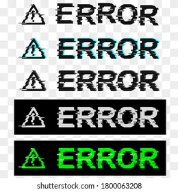 Error Glitch. Old PC Glitch Effect Style. Graphic Print, Emblem Or Logo. Line-by-line Crash. Vector Illustration.