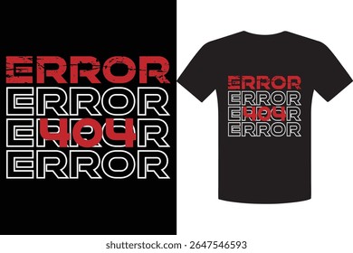 Error Glitch Text T Shirt Design with Red and White Typography