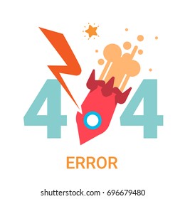 Error Icon 404 Not Found Broken Message Banner Flat Vector Illustration