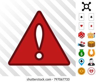 Error icon with bonus gambling symbols. Vector illustration style is flat iconic symbols. Designed for gambling apps.
