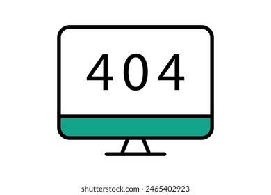 error icon. monitor with 404. icon related to information technology. flat line icon style. technology element vector illustration