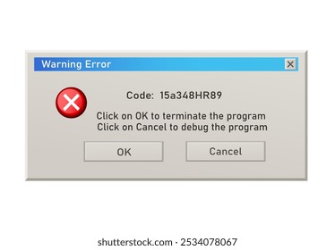 Error icon. Pop-up window on computer. Vector flat illustration