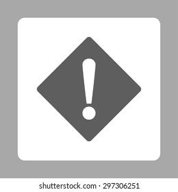 Error icon from Primitive Buttons OverColor Set. This rounded square flat button is drawn with dark gray and white colors on a silver background.